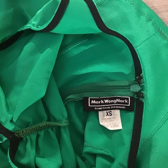 Mark wong nark fern green v neck satin bodycon bandage xs - Picture 4 of 4